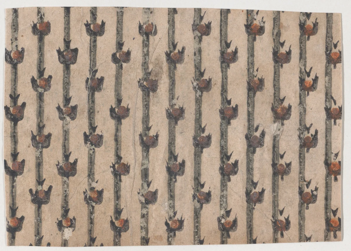 Sheet with abstract and stripe pattern by anonymous, print, 1800-1900