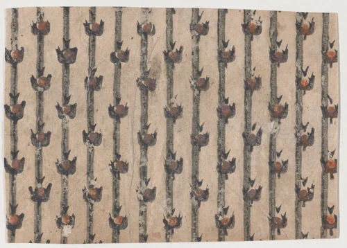 Sheet with abstract and stripe pattern by anonymous, print, 1800-1900