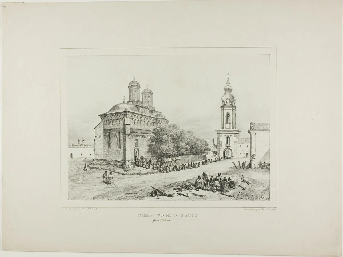 Church and Tower of Three Saints, Yassy, Modavia, July 19, 1837 by Denis Auguste Marie Raffet, print, 1840