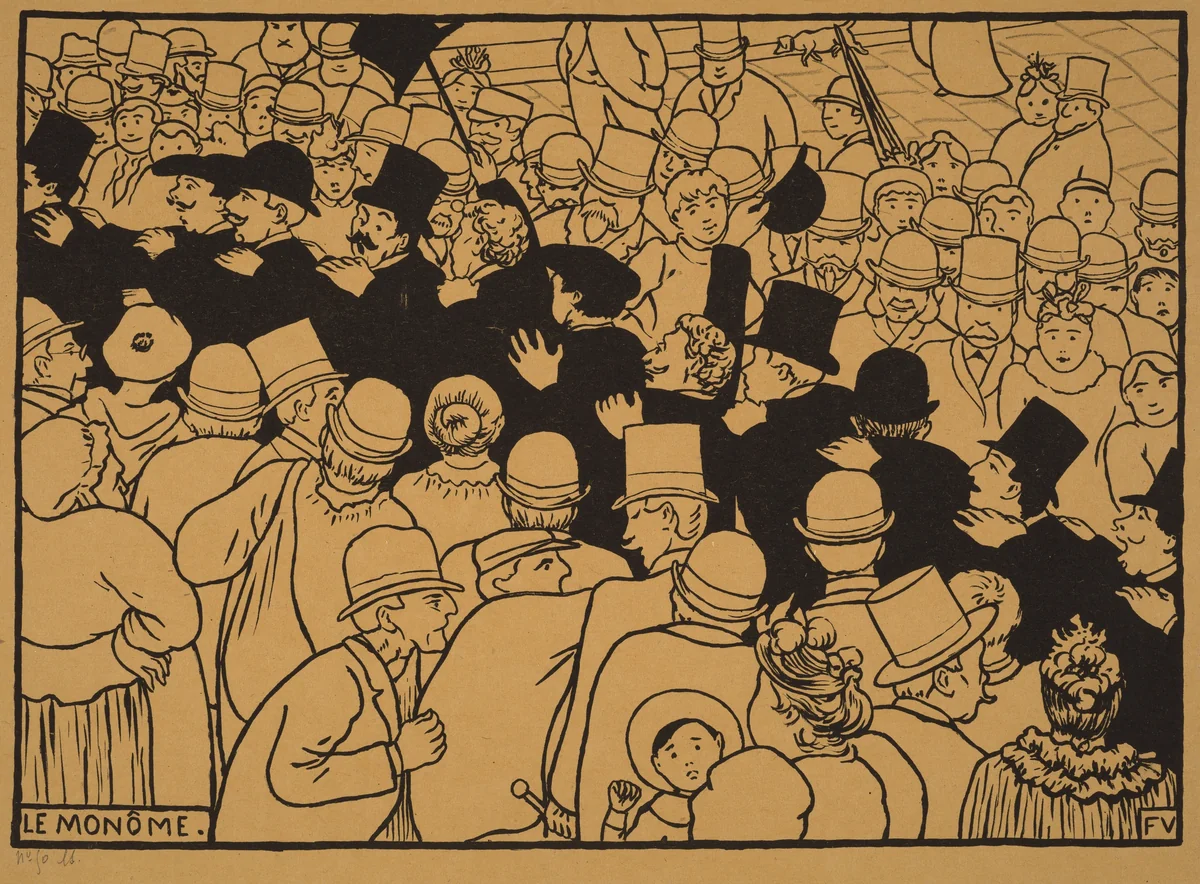 Le Monôme (Parading through the Streets in Single File) by Félix Vallotton, print, 1893