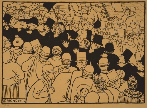 Le Monôme (Parading through the Streets in Single File) by Félix Vallotton, print, 1893