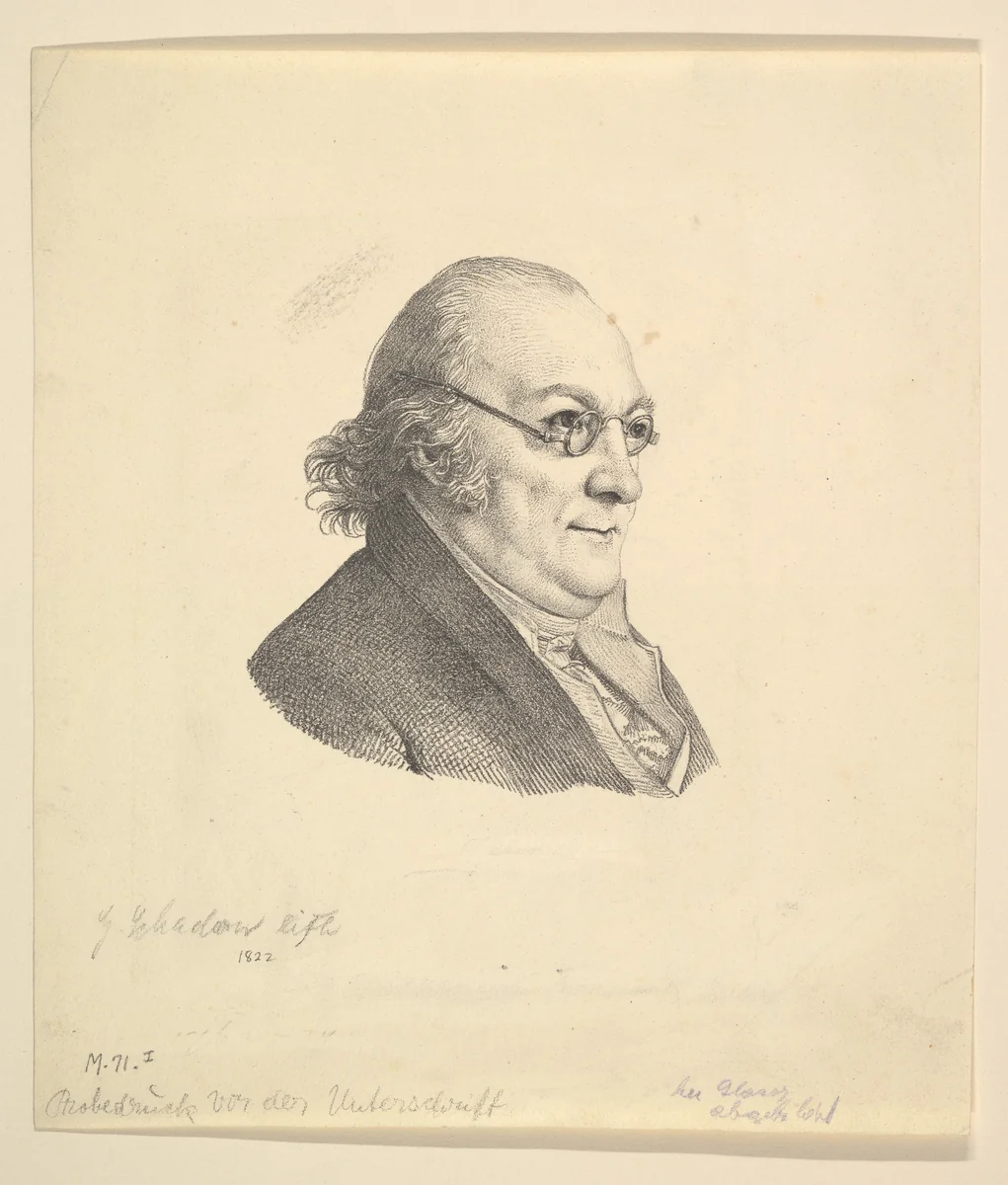 Portrait of Siegmund Wilhelm Wohlbruck (1762-1834) by Johann Gottfried Schadow, print, 1775-1850