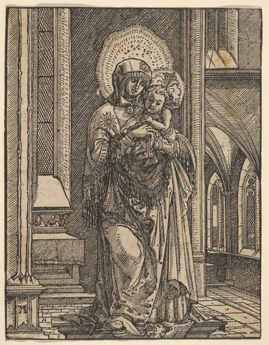 The Beautiful Virgin of Regensburg in a Church by Albrecht Altdorfer, print, 1500-1538