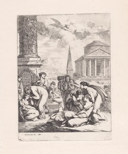 Visiting the Sick by François Hutin, print, 1732-1763