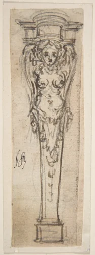 Design for a Term Shaped like a Winged Female Figure by Giovanni Battista Foggini, drawing, 1652-1725
