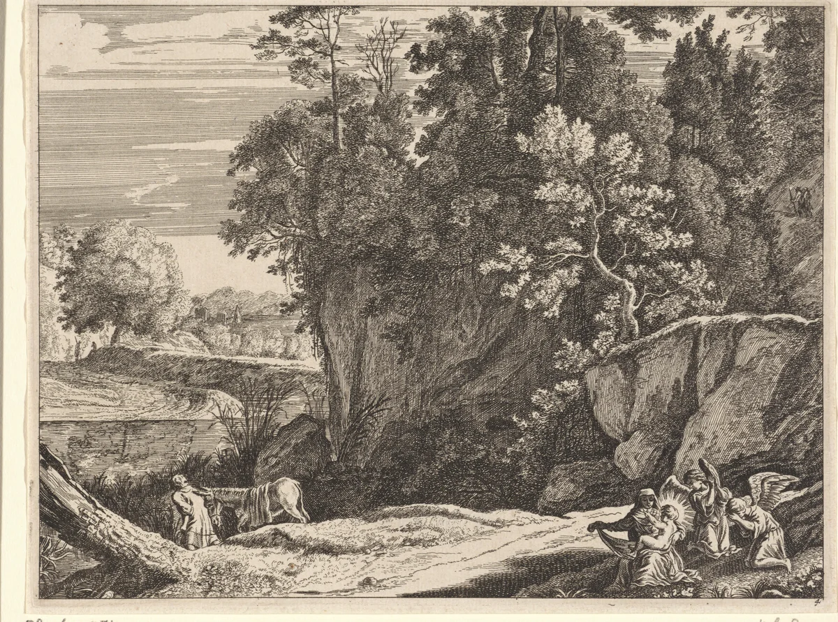 Rest on the Flight into Egypt by anonymous, print, 1633-1679