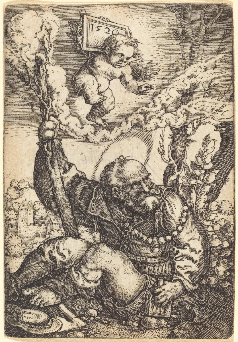 Saint Christopher by Barthel Beham, print, 1520