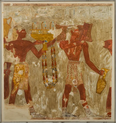 Cretans Bringing Gifts of Metal and Jewelry, Tomb of Rekhmire by Nina de Garis Davies, artwork, -1504