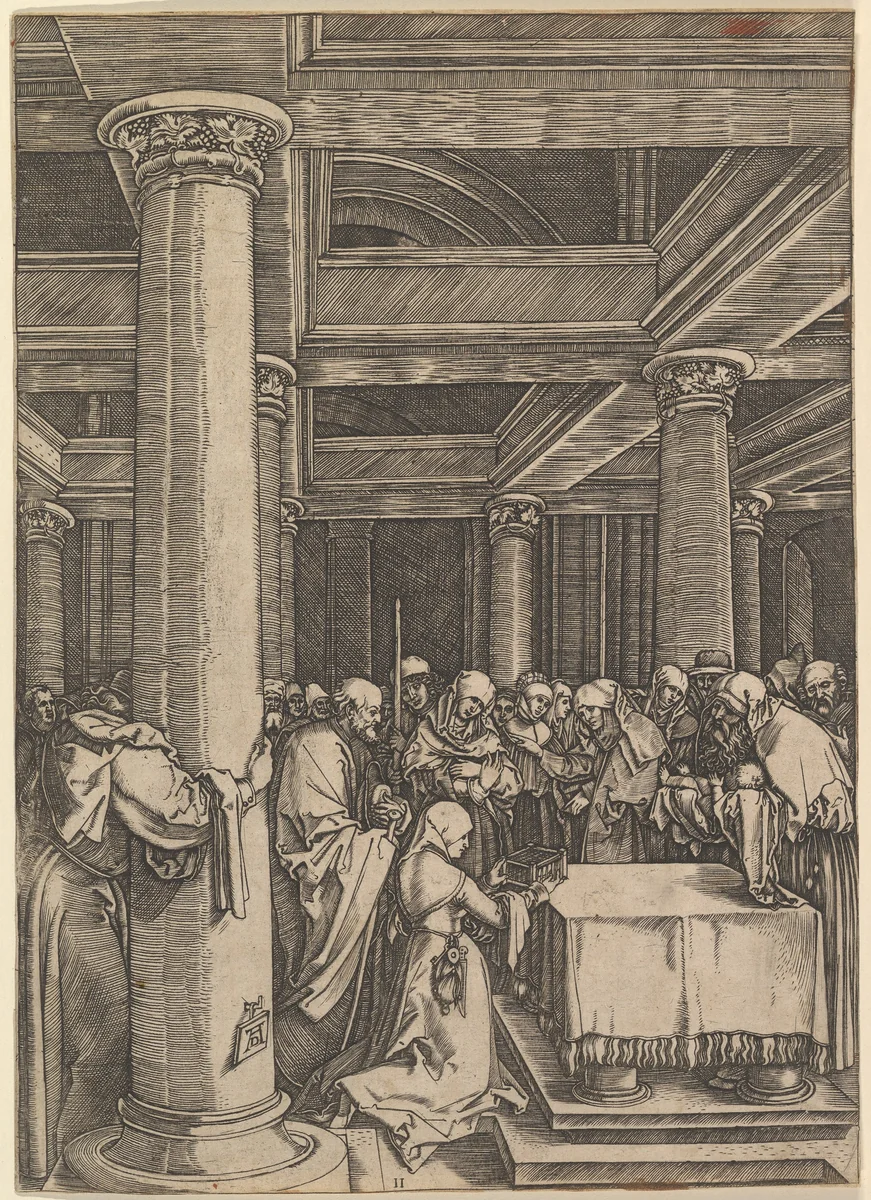 The presentation of Jesus to Simeon in the temple, after Dürer by Marcantonio Raimondi, print, 1495-1539