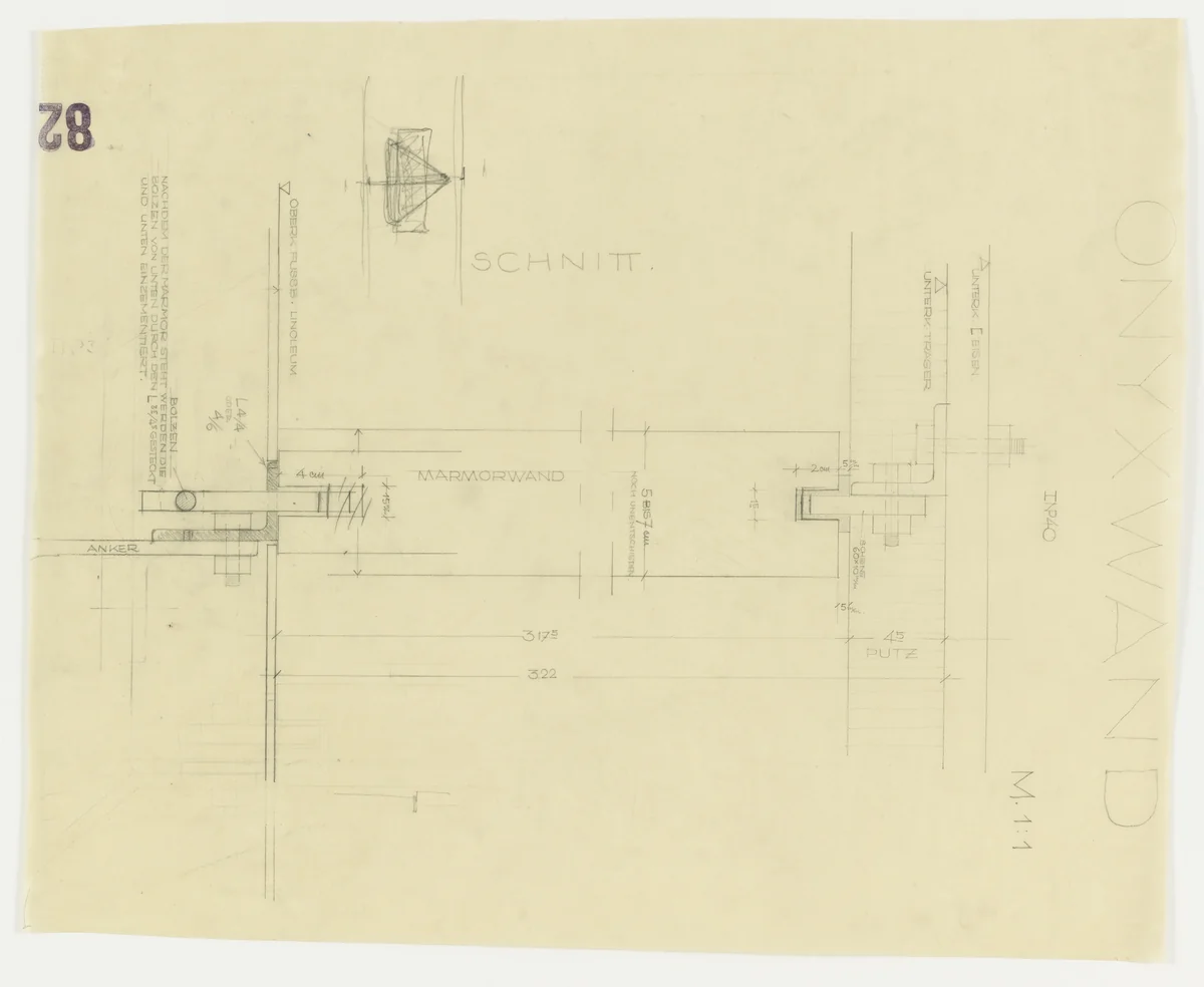Tugendhat House, Brno, Czech Republic (Sections) by Ludwig Mies van der Rohe, mies van der rohe archive, 1928