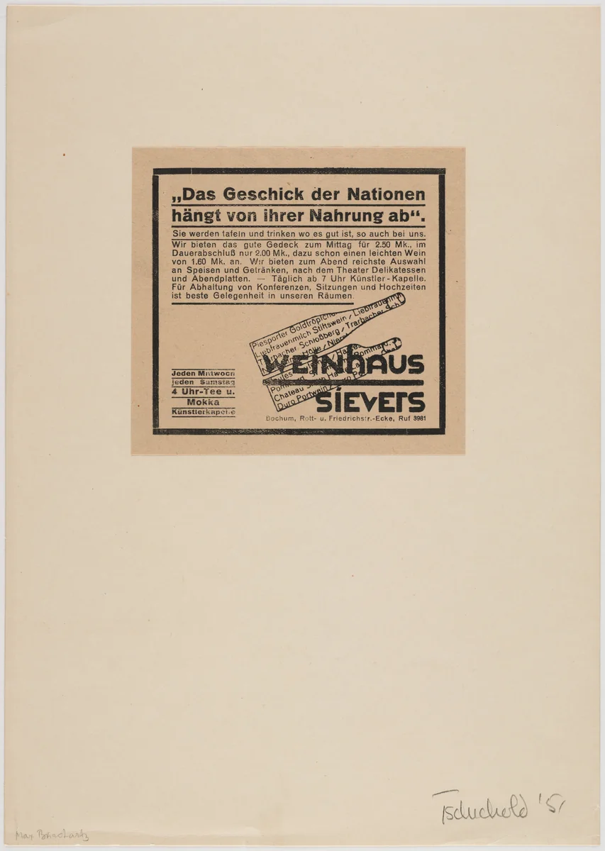 Weinhaus Sievers by Max Burchartz, design, 1920