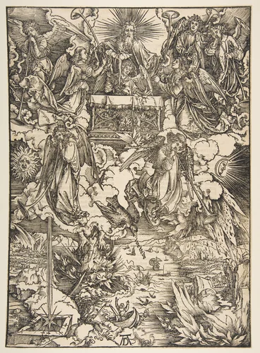 The Seven Angels with the Trumpets, from "The Apocalypse", Latin Edition by Albrecht Dürer, print, 1511