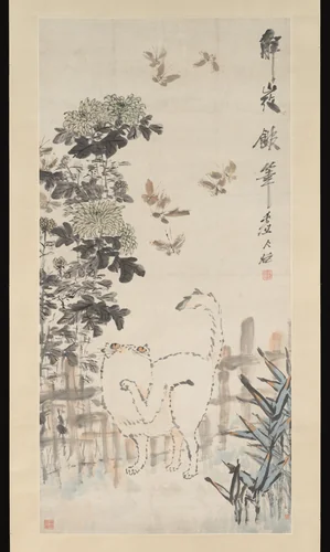Cat and Butterfly by Xugu (虛谷), painting, 1823-1896