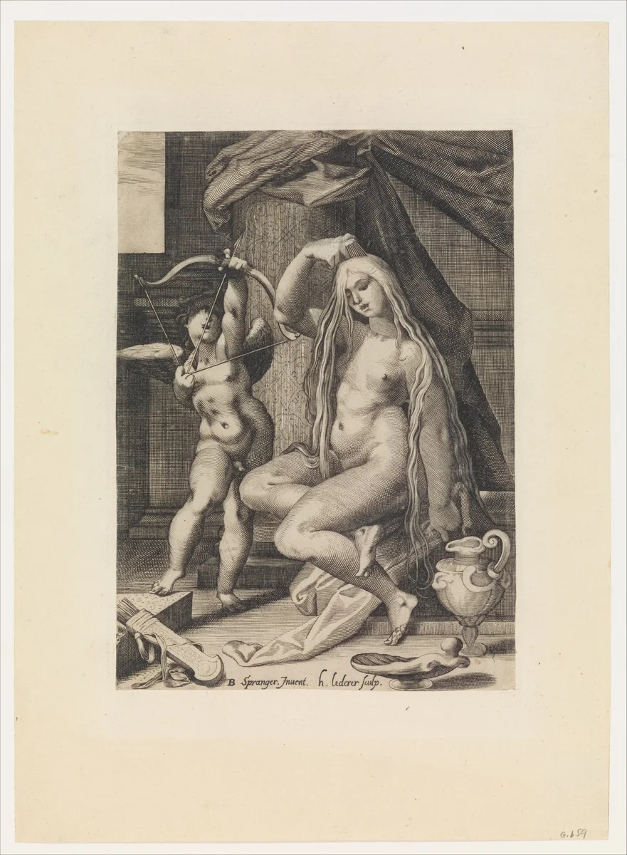 Venus and Cupid by Bartholomeus Spranger, print, 1571-1650