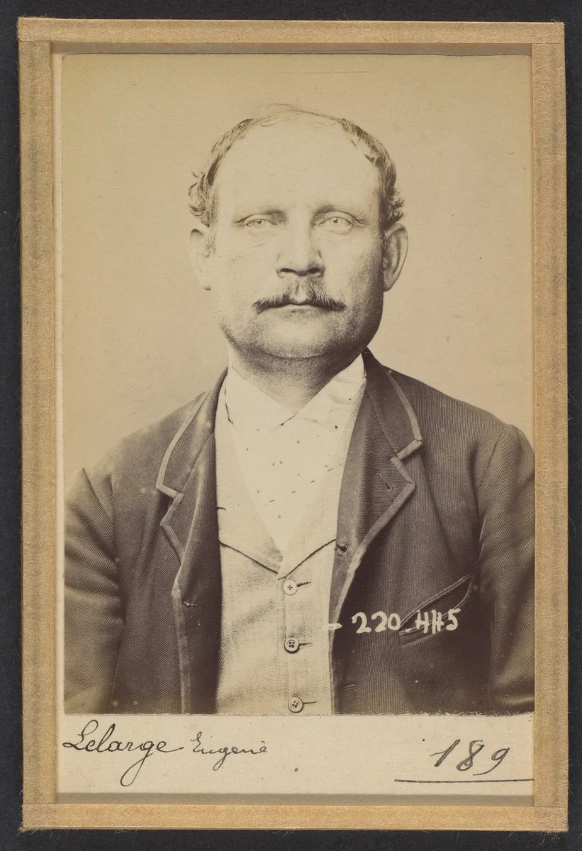 Lelarge. Louis, Eugène. 46 ans, né le 5/4/48 à Paris Ille. Employé de commerce. Anarchiste. 2/7/94. by Alphonse Bertillon, photograph, 1894