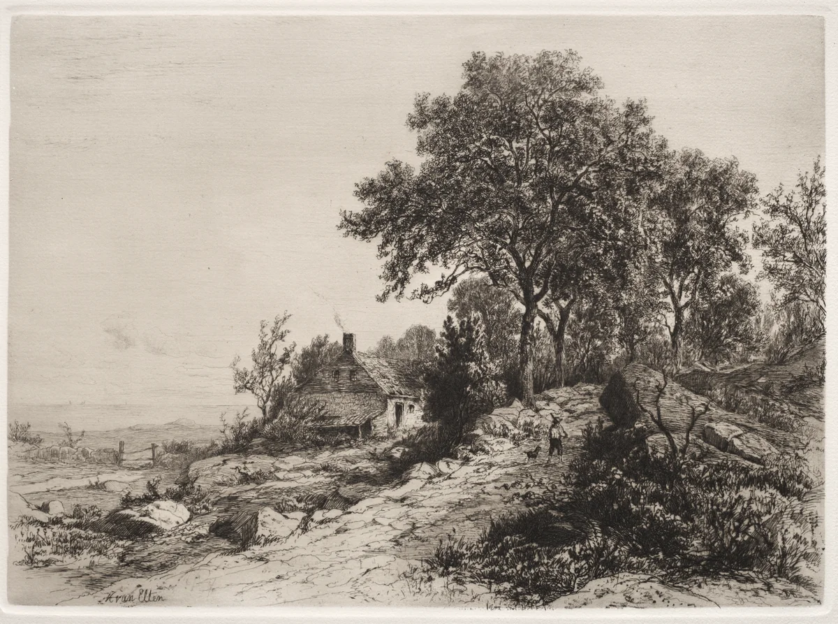 Cottage by the Sea by Hendrik Dirk Kruseman van Elten, print, 1880-1890