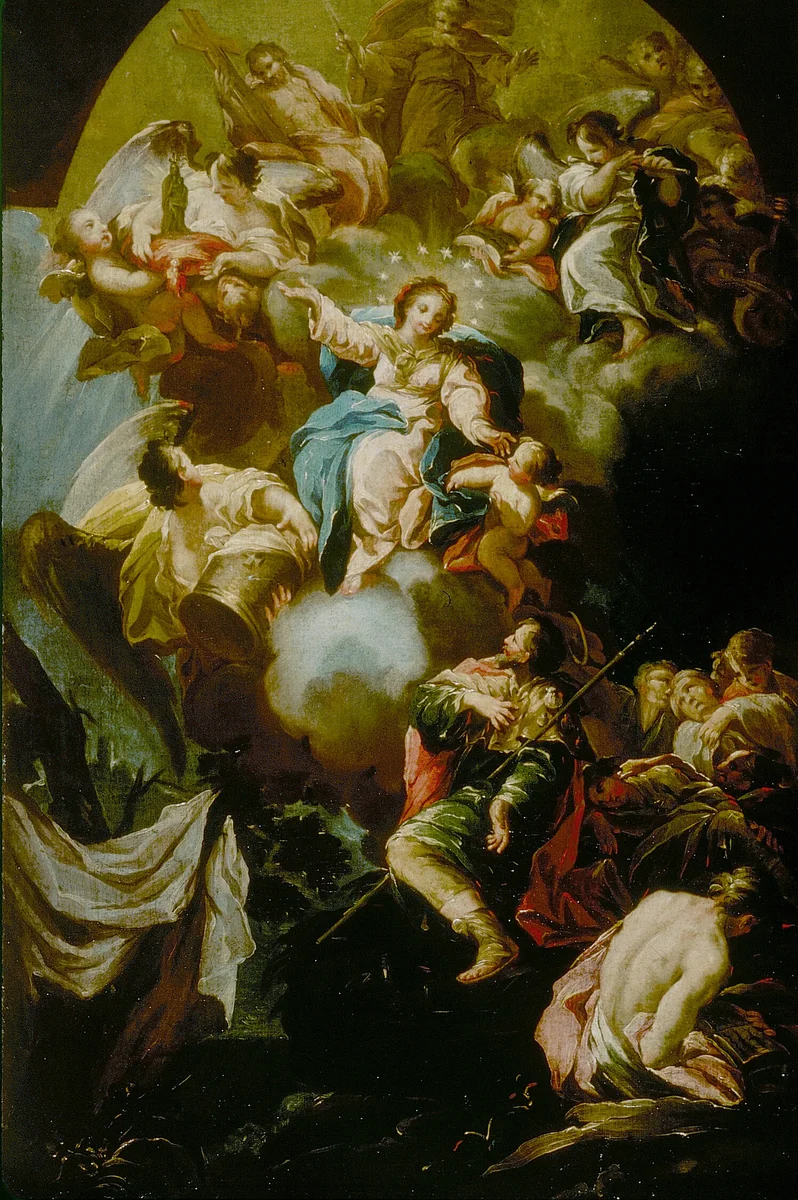 Saint James's Vision of the Virgin of the Pillar by Antonio González Velásquez, painting, 1745-1755