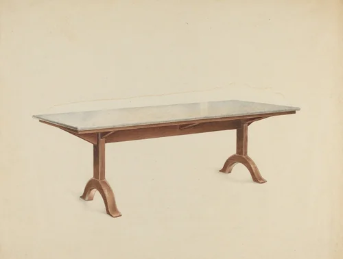 Shaker Dining Table with Marble Top by John W. Kelleher, index of american design, 1953