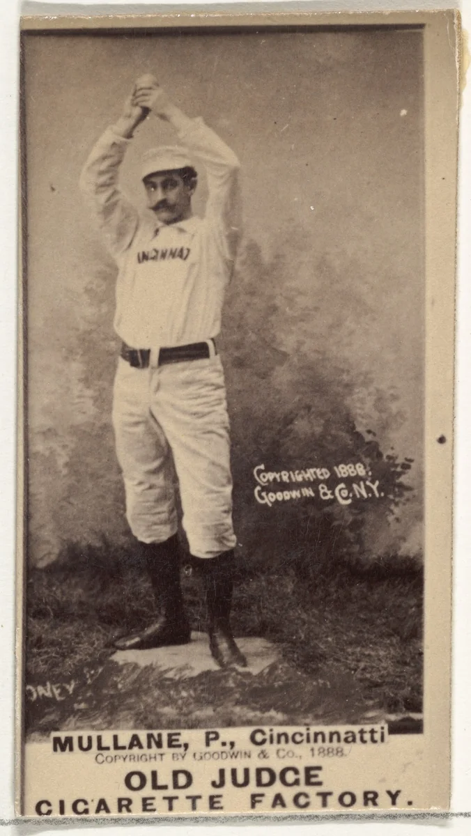 Anthony John "Tony" Mullane, Pitcher, Cincinnati, from the Old Judge series (N172) for Old Judge Cigarettes by Goodwin & Company, photograph, 1888