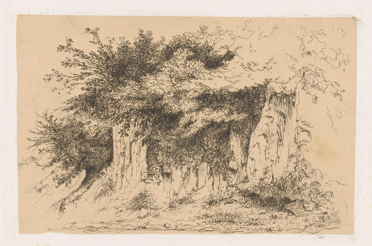 Struiken op een aarden wal by Jean Alexis Achard, print, 1817-1884