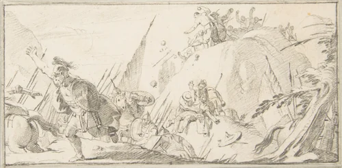 Illustration for a Book: Scene of Combat by Giovanni Battista Tiepolo, drawing, 1696-1770