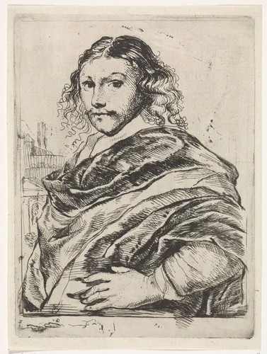 Portret van Frans van Mieris (I) by Carel de Moor, print, 1665-1738