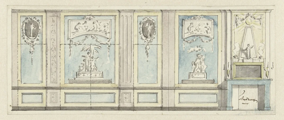 Ontwerp voor een kamerwand by Jurriaan Andriessen, drawing, 1752-1819