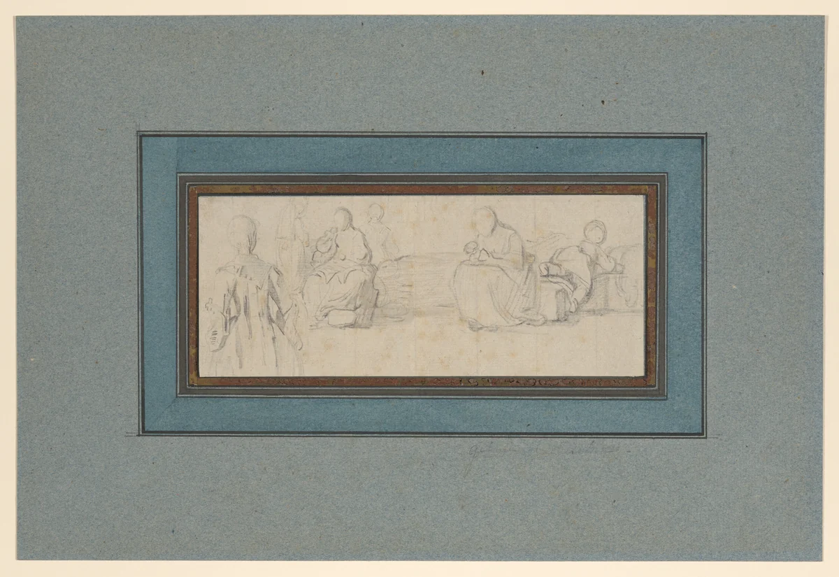 Studies of women and children by Gabriel de Saint-Aubin, drawing, 1755-1765