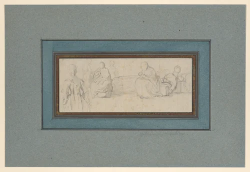 Studies of women and children by Gabriel de Saint-Aubin, drawing, 1755-1765