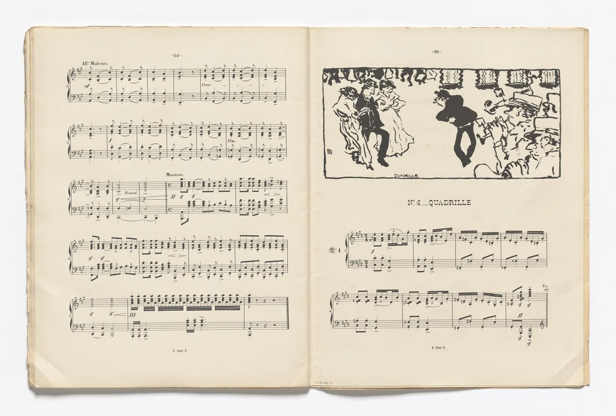 Square Dance (Quadrille) (headpiece, page 55) from Petites scènes familières by Pierre Bonnard, illustrated book, 1893