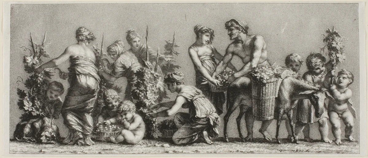 Scene of Grape Harvest by Unknown Artist, print, 1801-1900
