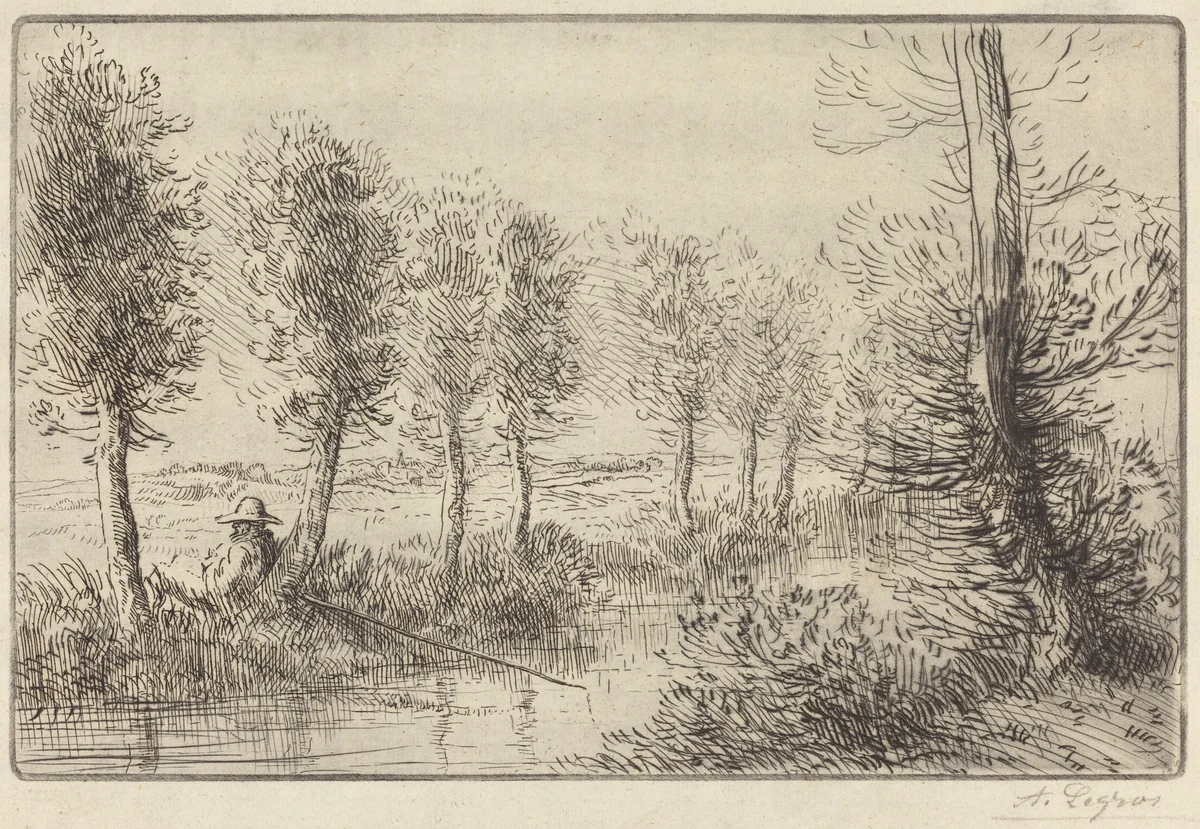 Near the Mill (Pres du moulin) by Alphonse Legros, print, 1837-1911
