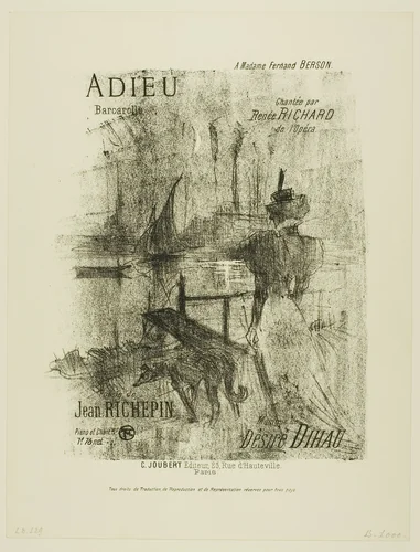 Farewell, from Mélodies de Désiré Dihau by Henri de Toulouse-Lautrec, print, 1895